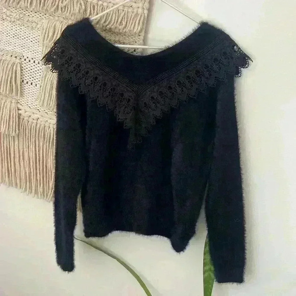VICI Lace Overlay Eyelash Sweater - Picture 6 of 6